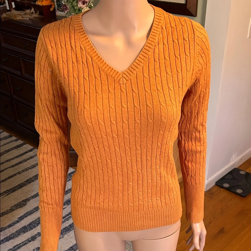 Merona Women's V-Neck Sweater in Vibrant Orange - Picture 3 of 4